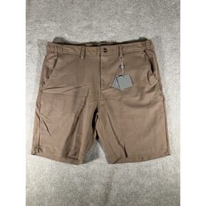 Hickey Freeman‎ New Performance Textured Golf Shorts 38 Classic Fit Dark Khaki
